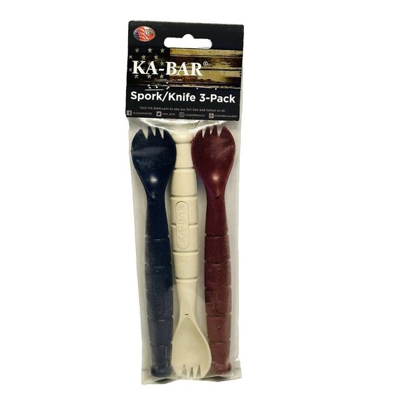 Ka-Bar Spork (Fork/Spoon) Knife Camping Tactical Utensils 3 Pack 9909 USA - Picture 3 of 9